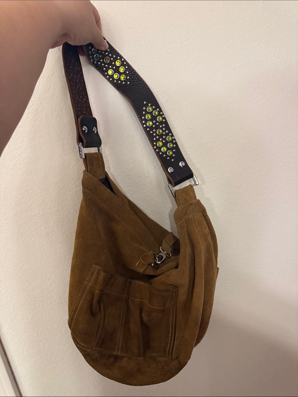 Tylie Malibu Y2K Suede and Studded Bucket Bag